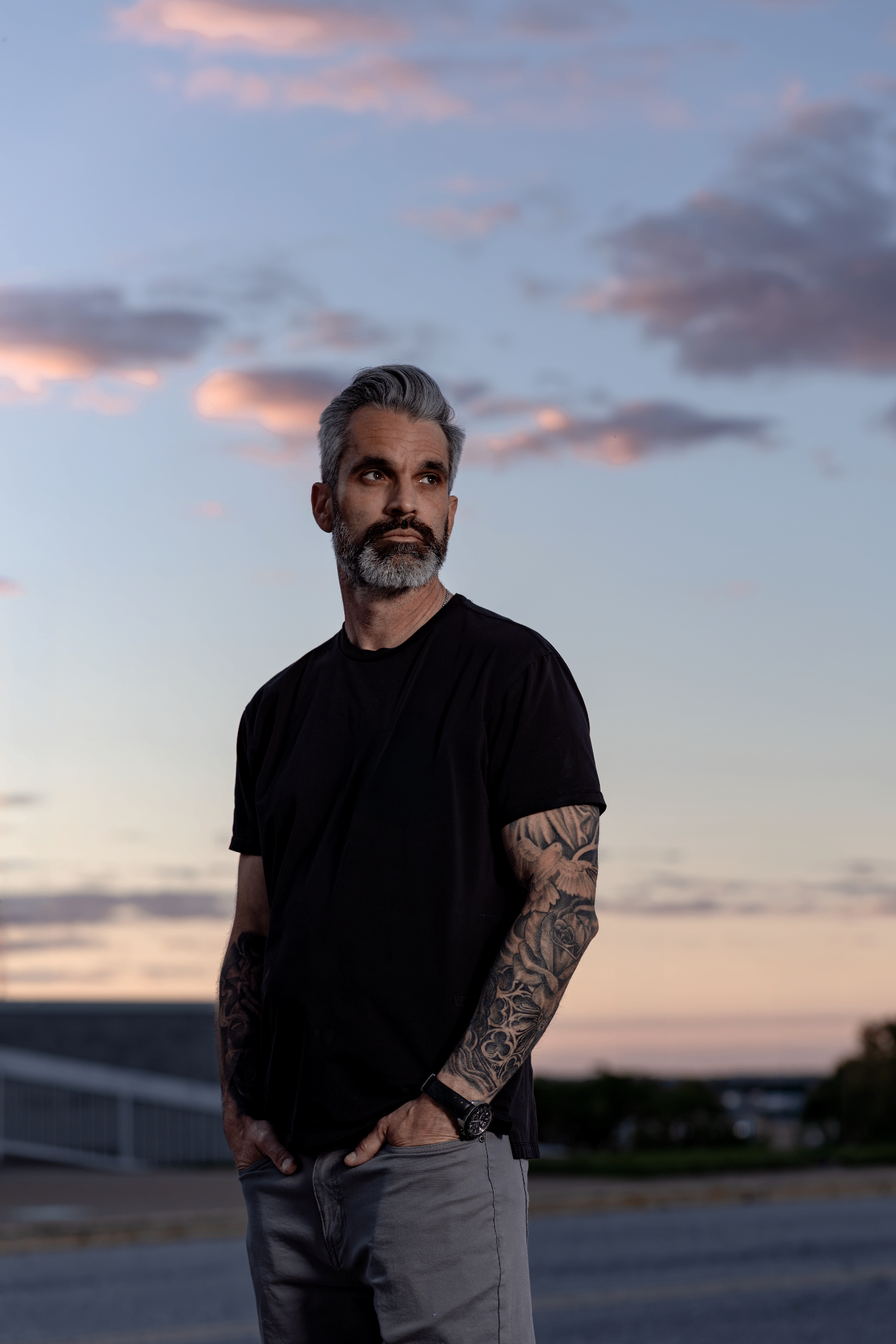 Rooftop sunset portrait