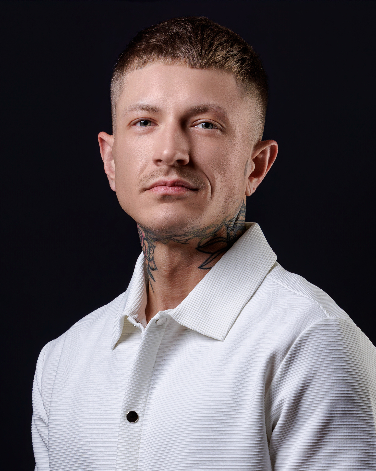 Modern portrait in white textured shirt