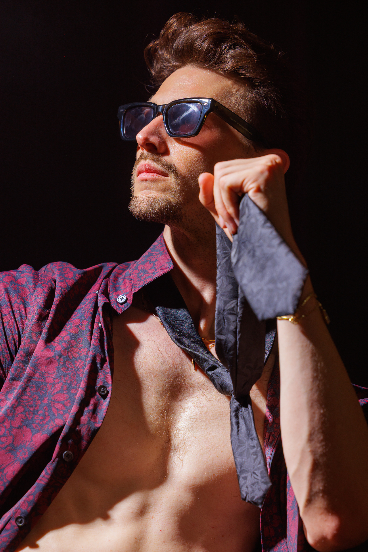 Fashion portrait with sunglasses and scarf