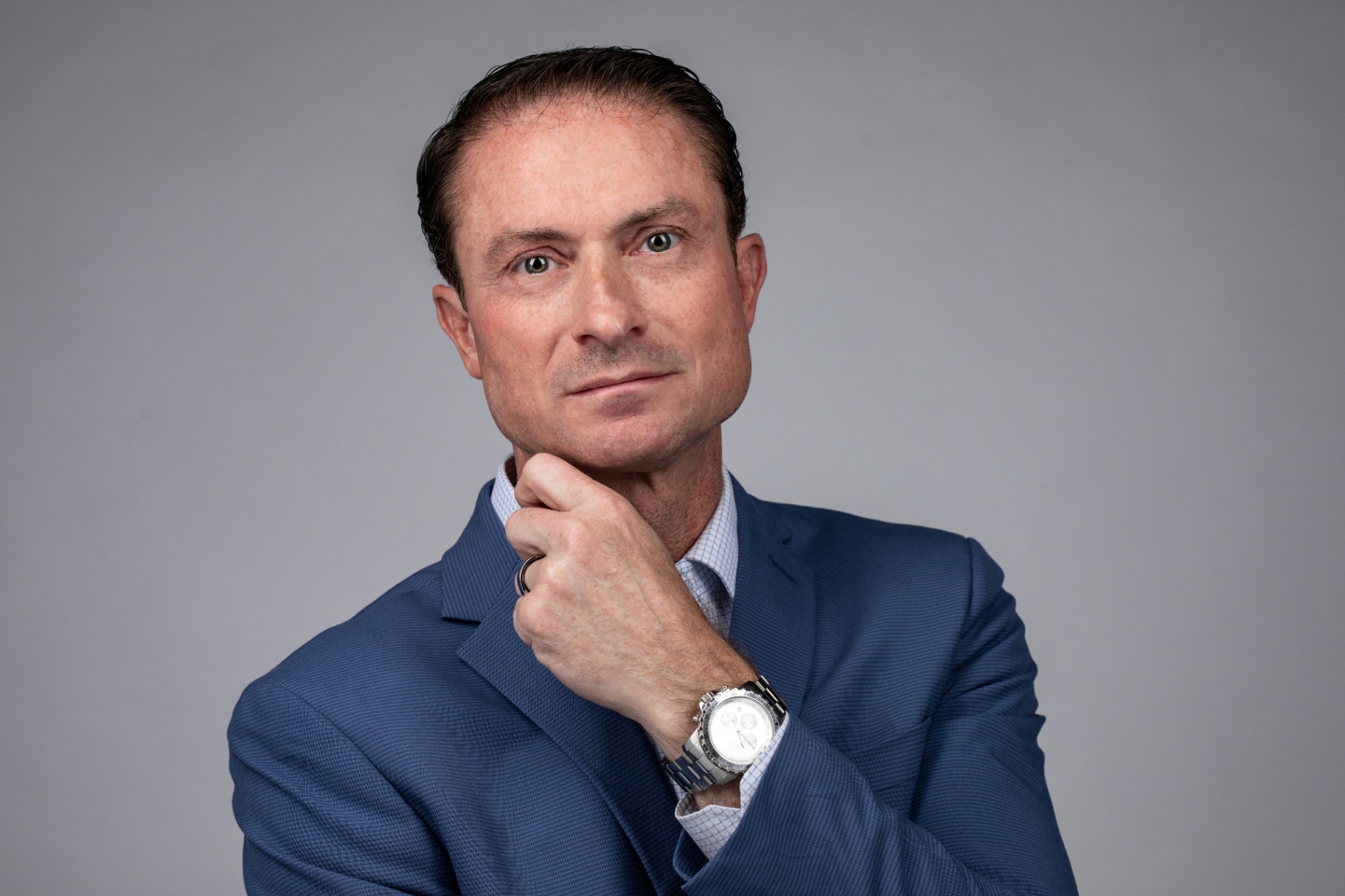 Executive headshot in blue suit
